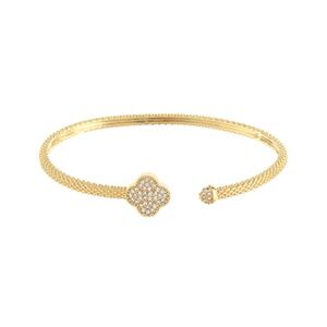 End Pave Clover & Half Ball Cuff